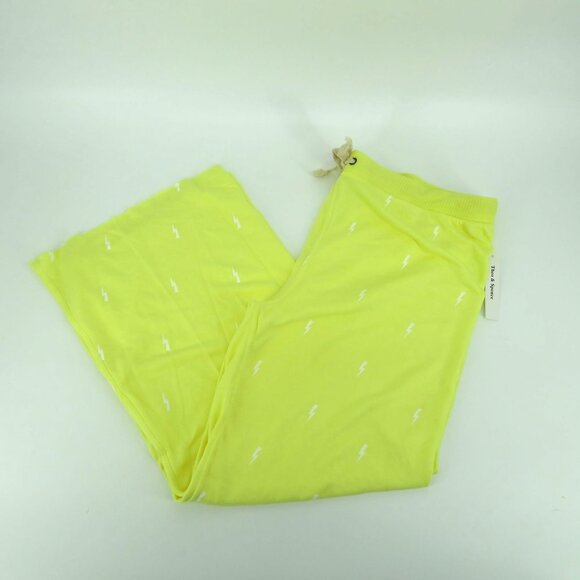 Theo & Spence 2X Neon Yellow Lounge Pants Lightning Print NWT $68 - Picture 1 of 5